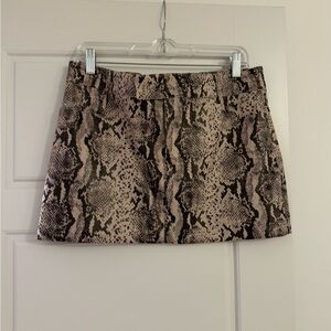 Mango Beige and Black Snake Pattern Mini Skirt